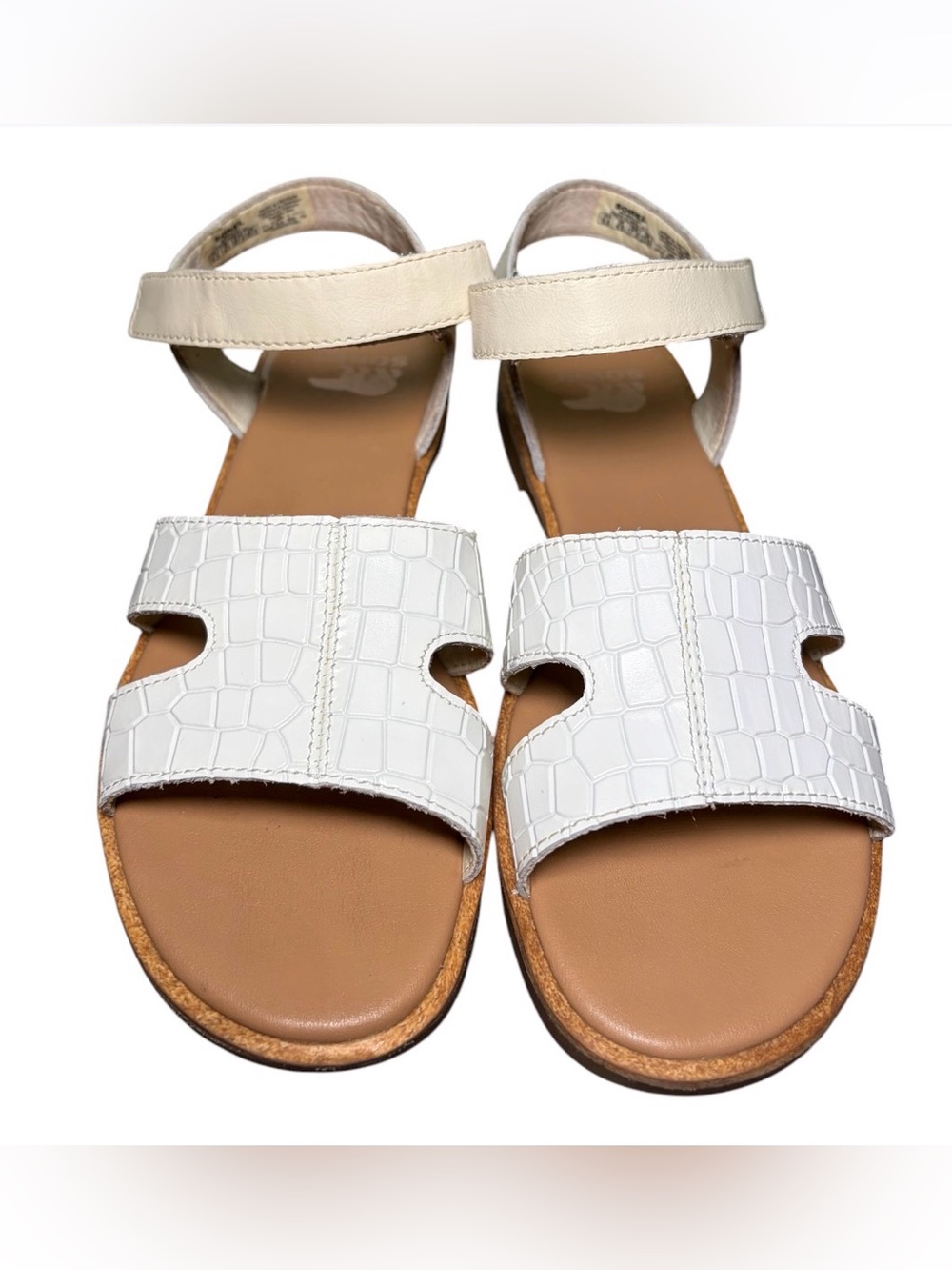 SOREL Ella III Ankle Strap Sandals Chalk Gum Leather Size 6.5